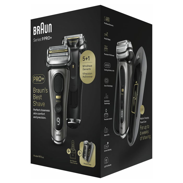 Braun Series 9 Pro+ 9575cc Afeitadora Eléctrica de Láminas Wet & Dry con Tecnología Sonic y Base de Limpieza