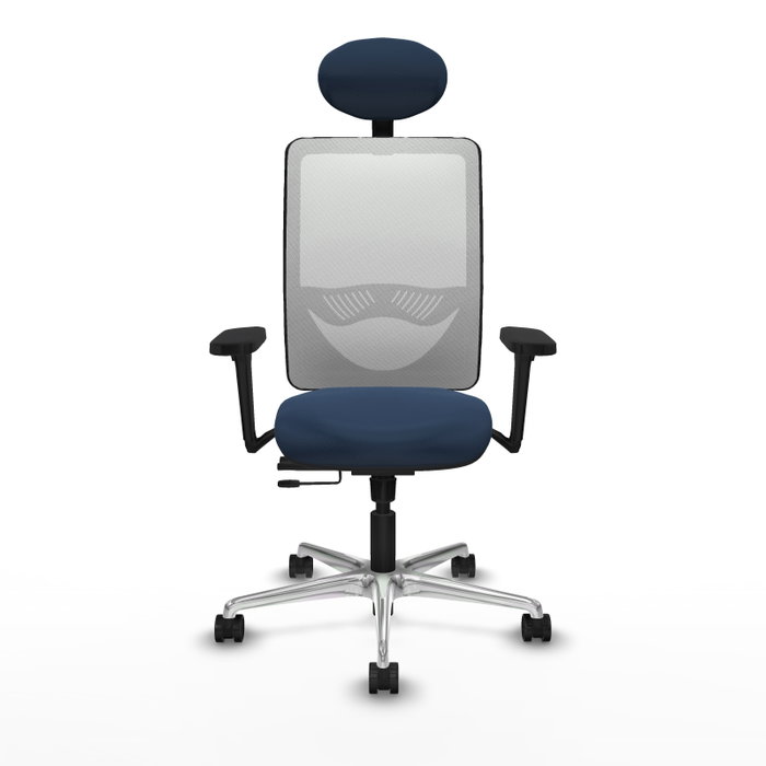 PIQUERAS Y CRESPO Silla de oficina Zulema con mecanismo Sincro/Traslack, Azul marino y Blanco