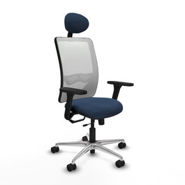 PIQUERAS Y CRESPO Silla de oficina Zulema con mecanismo Sincro/Traslack, Azul marino y Blanco