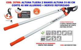 Altuna Finstock Tijera de Poda de Dos Manos 51-90cm Corte 40mm Aluminio+Nervio