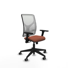 PIQUERAS Y CRESPO Silla de oficina Motilla con mecanismo Sincro, Brazos 3D y soporte lumbar, Marrón/Blanco