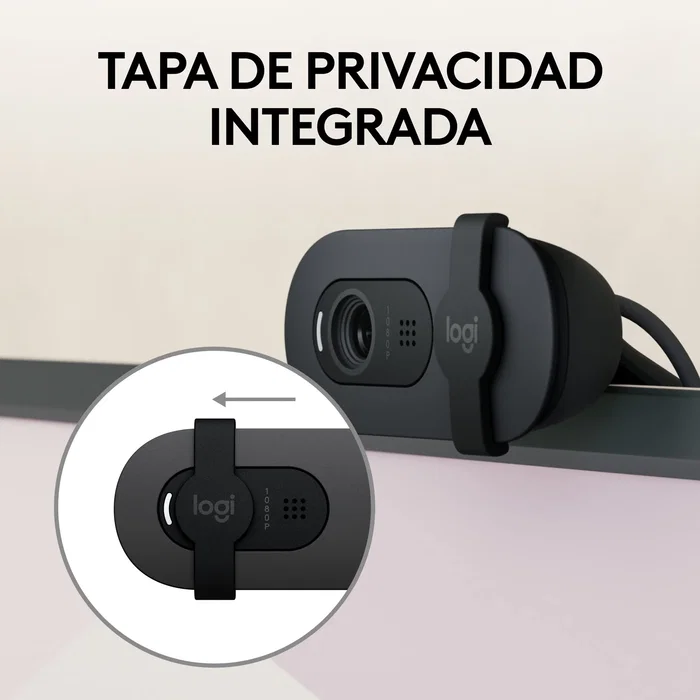 Logitech 960-001585 Brio 100 Cámara Web Full HD 1080p Plug and Play con Micrófono y Tapa de Privacidad - Grafito