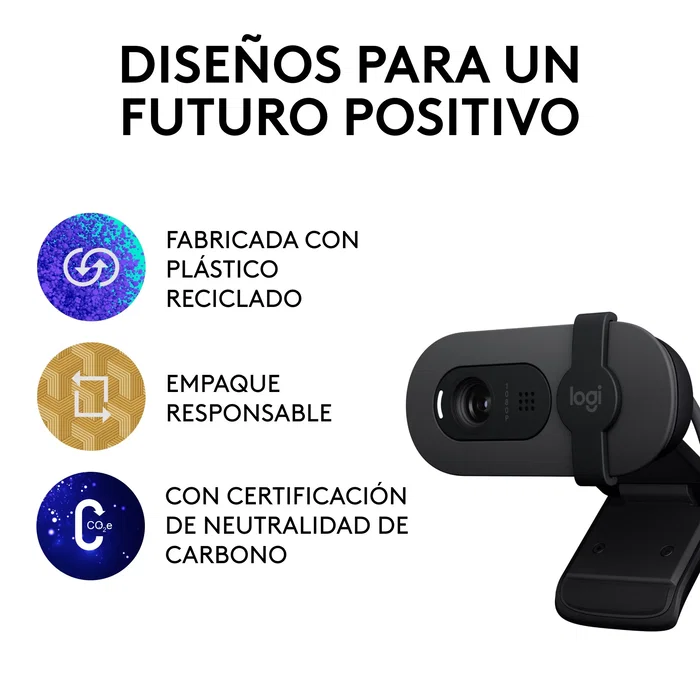 Logitech 960-001585 Brio 100 Cámara Web Full HD 1080p Plug and Play con Micrófono y Tapa de Privacidad - Grafito