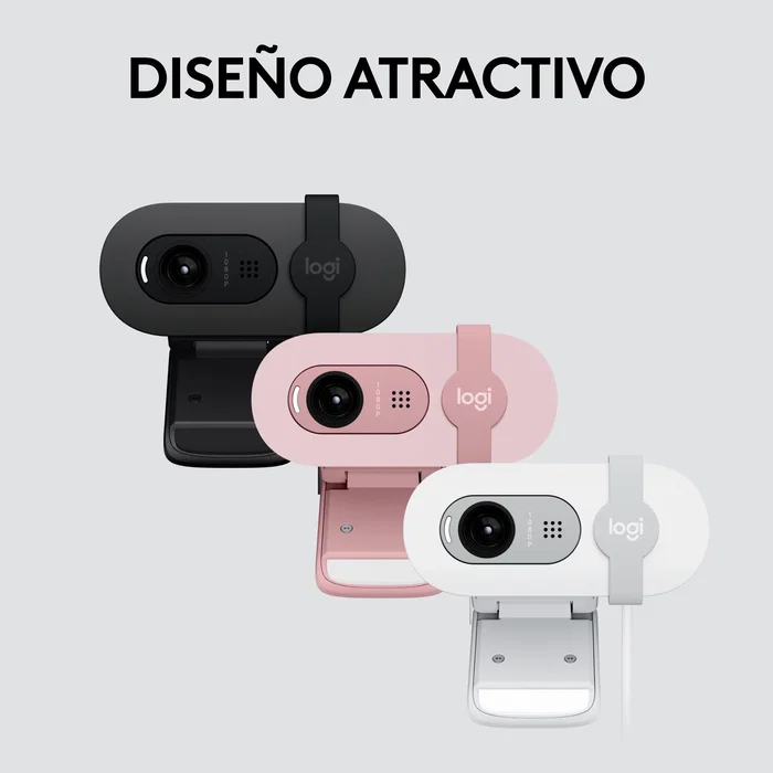 Logitech 960-001585 Brio 100 Cámara Web Full HD 1080p Plug and Play con Micrófono y Tapa de Privacidad - Grafito