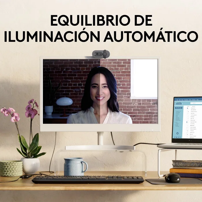 Logitech 960-001585 Brio 100 Cámara Web Full HD 1080p Plug and Play con Micrófono y Tapa de Privacidad - Grafito