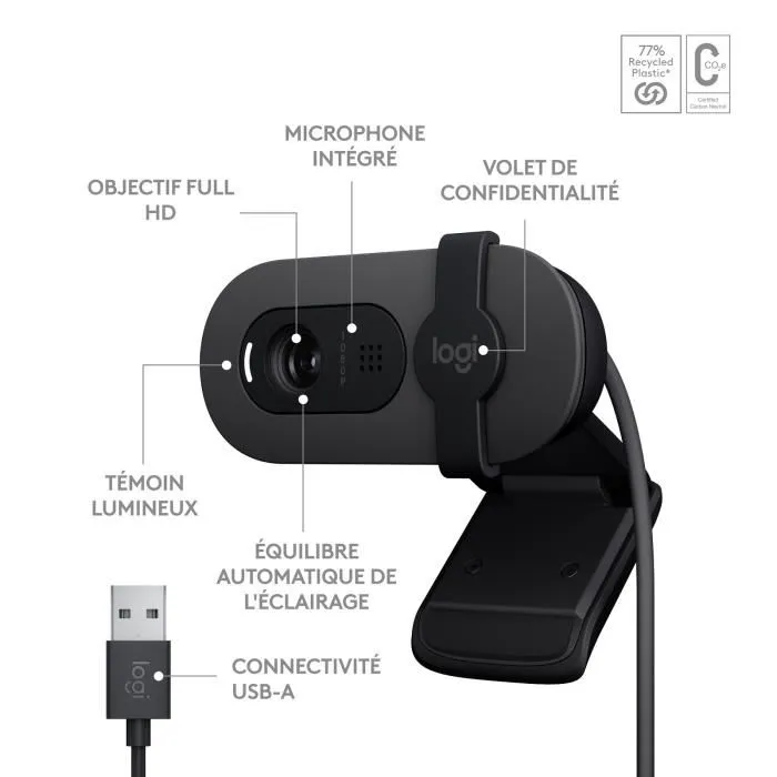 Logitech Brio 100 Webcam Full HD 1080p Grafito Logitech Brio 100 Webcam Full HD 1080p Grafito