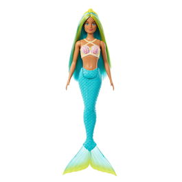 Mattel Muñeca Barbie Sirena con Cola Rígida, Diadema y Corpiño de Conchas - Modelos Surtidos