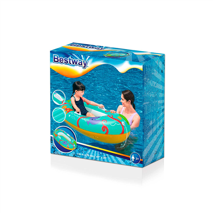 Bestway Barca Hinchable Infantil Crustaceos Felices 119x79 cm +3 a 6 Años Playa y Piscina 34009