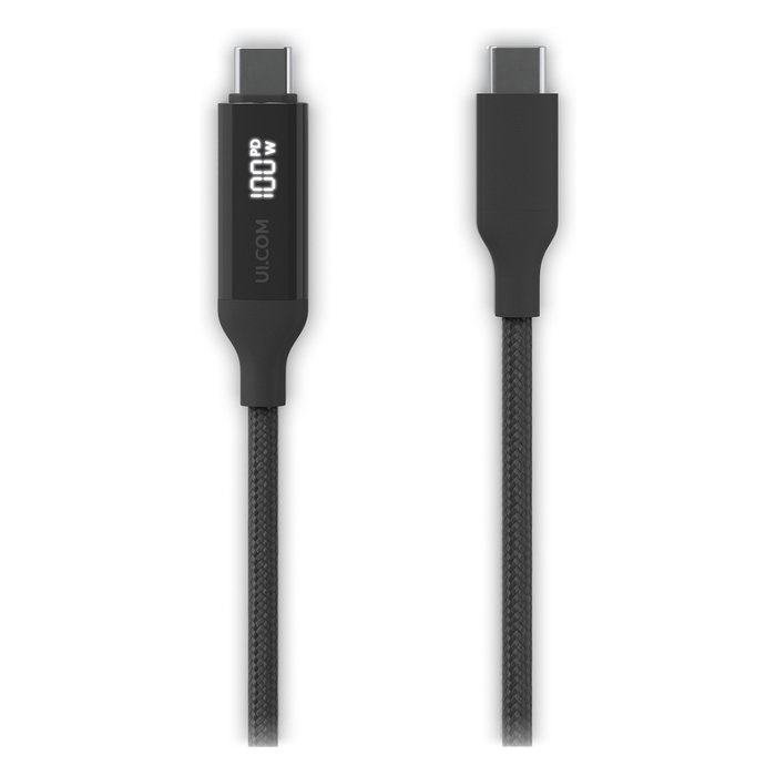 Ubiquiti Cable USB-C con pantalla de carga, 100W, Negro/Gris, 2 m
