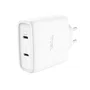Trust Cargador de Pared USB-C 65W Maxo Universal con 2 Puertos USB-C, Incluye Cable USB-C 2m, Protección Sobrecalentamiento/Sobrecarga/Cortocircuito, Color Blanco
