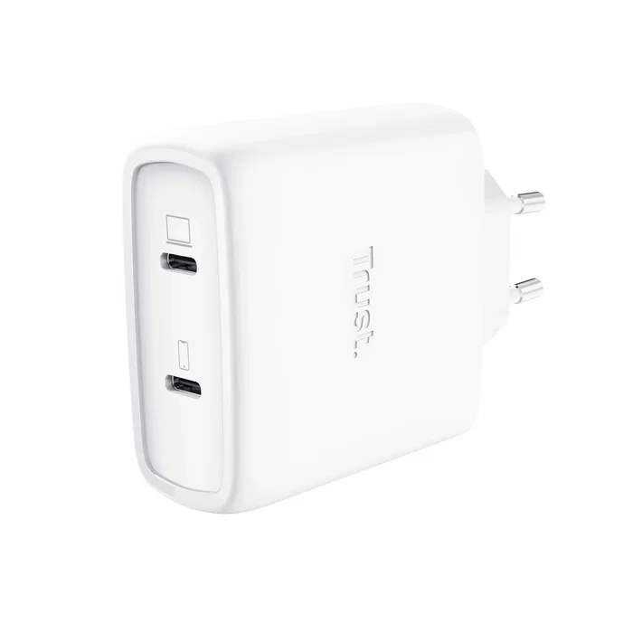 Trust Maxo Cargador GaN 65W 2xUSB-C Blanco con Cable USB-C de 2m