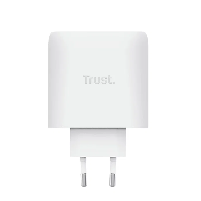 Trust Cargador de Pared USB-C 65W Maxo Universal con 2 Puertos USB-C, Incluye Cable USB-C 2m, Protección Sobrecalentamiento/Sobrecarga/Cortocircuito, Color Blanco