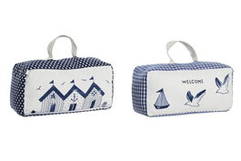 DKD Home Decor Sujetapuertas Mediterraneo Blanco Azul 9 x 11 x 24 cm (6 Unidades)