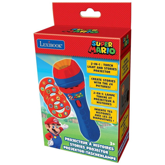 LEXIBOOK Linterna Proyector Cuentos Super Mario Bros con 3 Discos e Imágenes LED LEXIBOOK Linterna Proyector Cuentos Super Mario Bros con 3 Discos e Imágenes LED