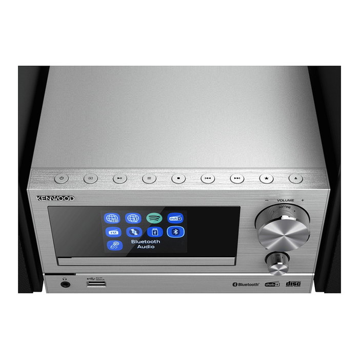 Kenwood M-7000S-S Minicadena con Radio DAB+/FM, Bluetooth, WiFi, Spotify, USB, CD, 2 Altavoces 30W, Color Plata