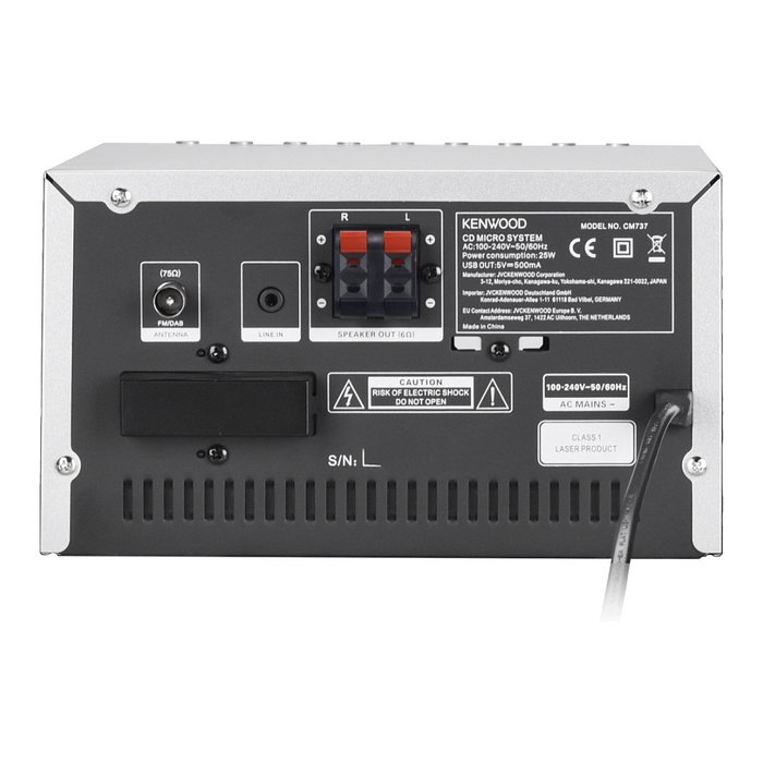 Kenwood M-7000S-S Minicadena con Radio DAB+/FM, Bluetooth, WiFi, Spotify, USB, CD, 2 Altavoces 30W, Color Plata