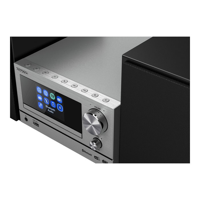 Kenwood M-7000S-S Minicadena con Radio DAB+/FM, Bluetooth, WiFi, Spotify, USB, CD, 2 Altavoces 30W, Color Plata