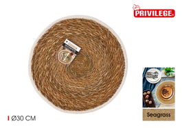 Privilege Salvamantel Seagrass con Ribete, 30 cm Redondo (36 Unidades)