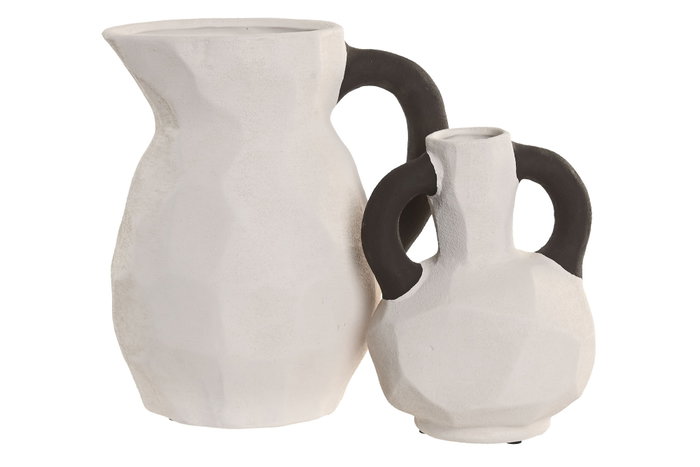 DKD Home Decor Jarrón de Gres Blanco con Acabado Rugoso