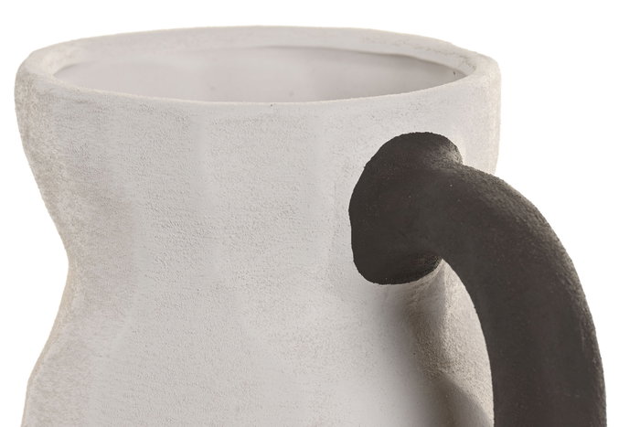 DKD Home Decor Jarrón de Gres Blanco con Acabado Rugoso