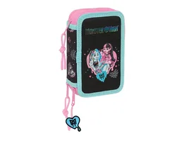 Safta Plumier Escolar Triple Cremallera 37 Piezas Colección Monster High 195x125x55 mm