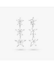 Radiant Pendientes Colgantes CZ Silver STARS Gris