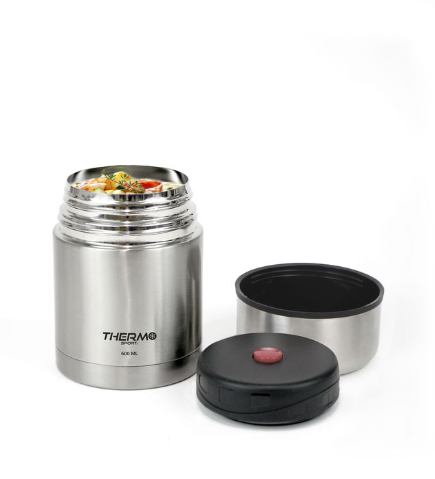 Thermosport Termo Comida de Acero Inoxidable 600 ml para Comida Caliente, 11.3 x 11.2 x 16.8 cm (6 Unidades)