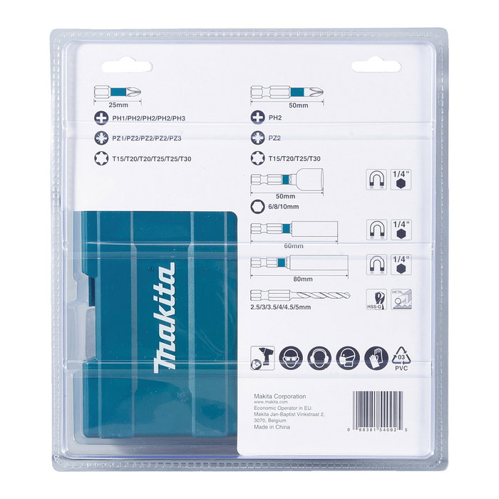 Makita B-66896 Juego de Brocas Impact Black de 32 Piezas
