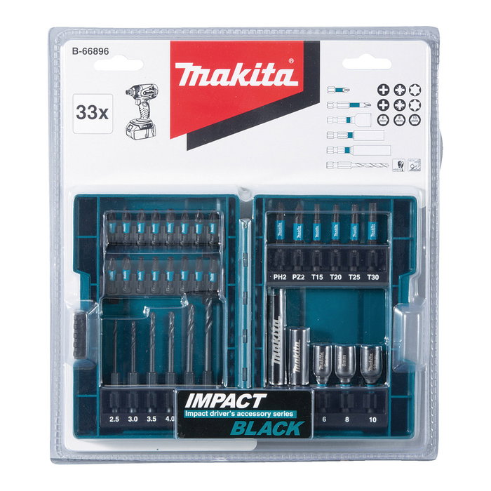 Makita B-66896 Juego de Brocas Impact Black de 32 Piezas