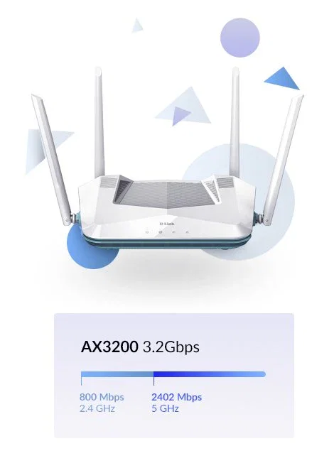 D-Link R32 Router WiFi 6 AX3200 Mbps Doble Banda (2.4GHz/5GHz) Gigabit Ethernet 4 Puertos Color Blanco