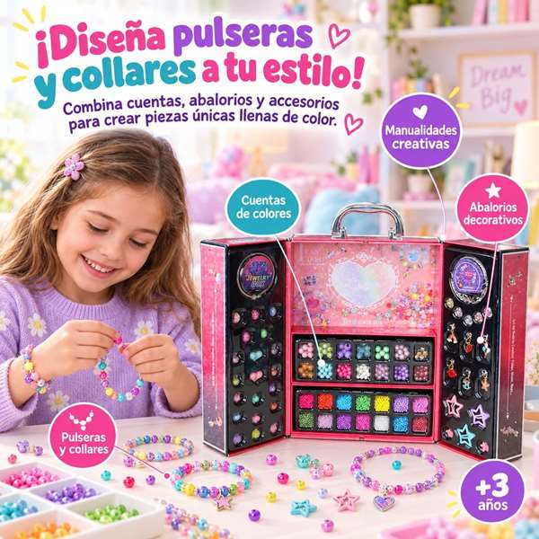 JugaToys Armario Maletín Belleza con accesorios para hacer collares y pulseras JugaToys Armario Maletín Belleza con accesorios para hacer collares y pulseras