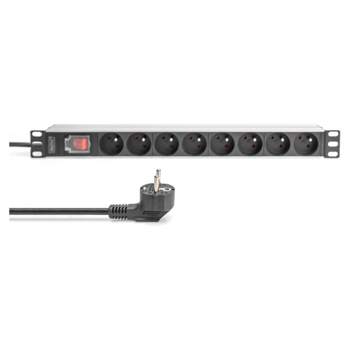 Digitus PDU 1U 8xCEE7/5 Regleta 230V/16A Negra Montaje Horizontal/Vertical 8 Salidas Tipo E