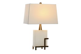 DKD Home Decor Lámpara de Sobremesa Oriental en Estilo Chino Japonés, Blanco y Dorado, de Mármol y Metal, 40 x 23 x 62 cm