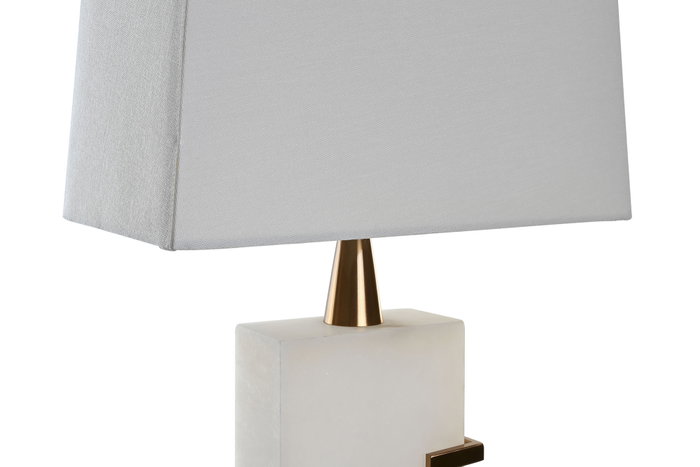 DKD Home Decor Lámpara de Sobremesa Oriental en Estilo Chino Japonés, Blanco y Dorado, de Mármol y Metal, 40 x 23 x 62 cm