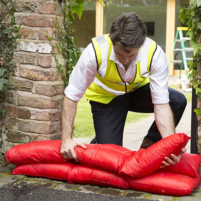 Digebis Saco Barrera de Emergencia Antiinundaciones Hydrosnake, Bolsa con Polímero Superabsorbente, 145 x 25 cm, Rojo