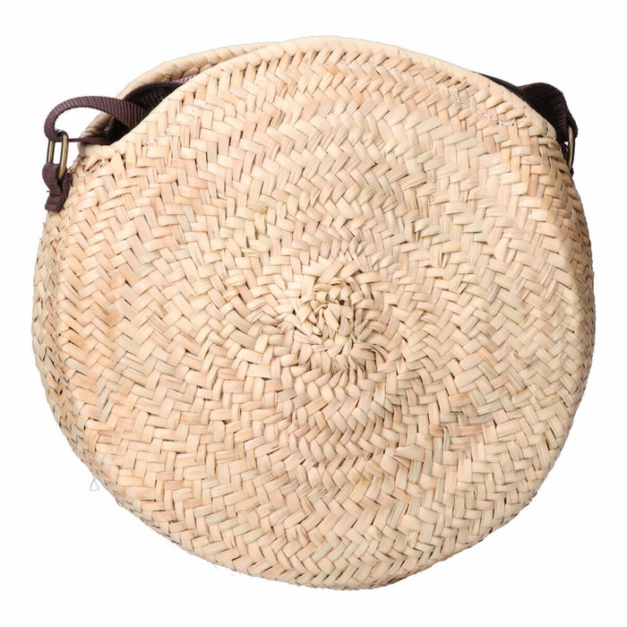 Basics Bolso redondo de palma con asa regulable de piel Basics Bolso redondo de palma con asa regulable de piel