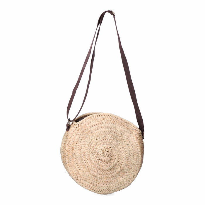 Basics Bolso redondo de palma con asa regulable de piel Basics Bolso redondo de palma con asa regulable de piel