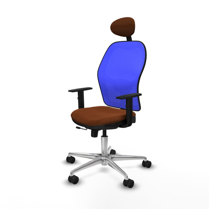 PIQUERAS Y CRESPO Silla de oficina Jorquera con mecanismo Sincro/Traslack Marrón y Azul
