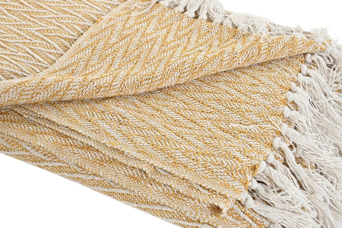 DKD Home Decor Plaid Urban Amarillo Verde Menta 200x150cm Poliéster 430gsm Pack 2 Unidades