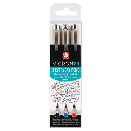 Rotulador Calibrado Sakura Pigma Micron 3 Colores (Azul, Negro Y Rojo) Estuche De 3