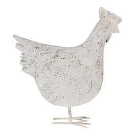 Figura Gallina Blanco Rozado Metal 17 X 43,50 X 48 cm