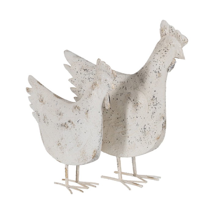 Ixia Figura Gallina Blanco Rozado Metal 17 x 43,50 x 48 cm