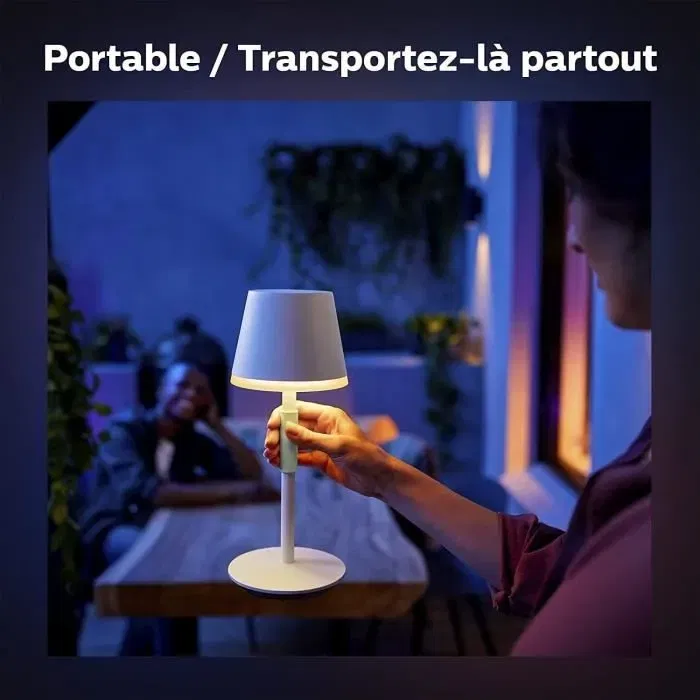 Philips Hue Lámpara de Mesa Portátil Belle Compatible con Bluetooth Blanco PHI8719514404571