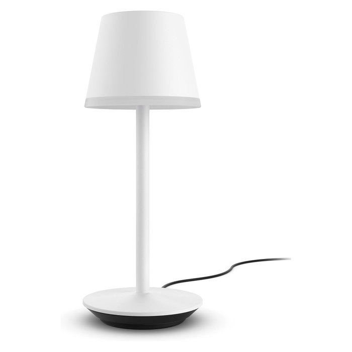 Philips Hue White & Color Ambiance Go Lámpara de Mesa Portátil Inteligente con Bluetooth, IP54, Blanco, Metal, LED