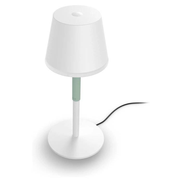 Philips Hue White & Color Ambiance Go Lámpara de Mesa Portátil Inteligente con Bluetooth, IP54, Blanco, Metal, LED