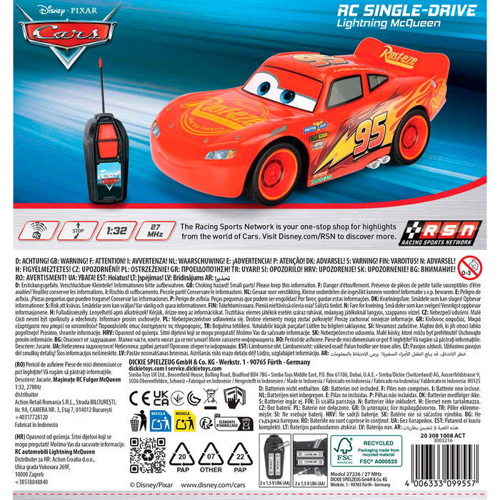 JADA TOYS Coche Radio Control Rayo McQueen Cars Disney Pixar 1:32