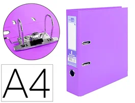 Liderpapel Archivador de Palanca A4 Documenta Forrado PVC Rado Lila Compresor Metálico Lomo 75 mm