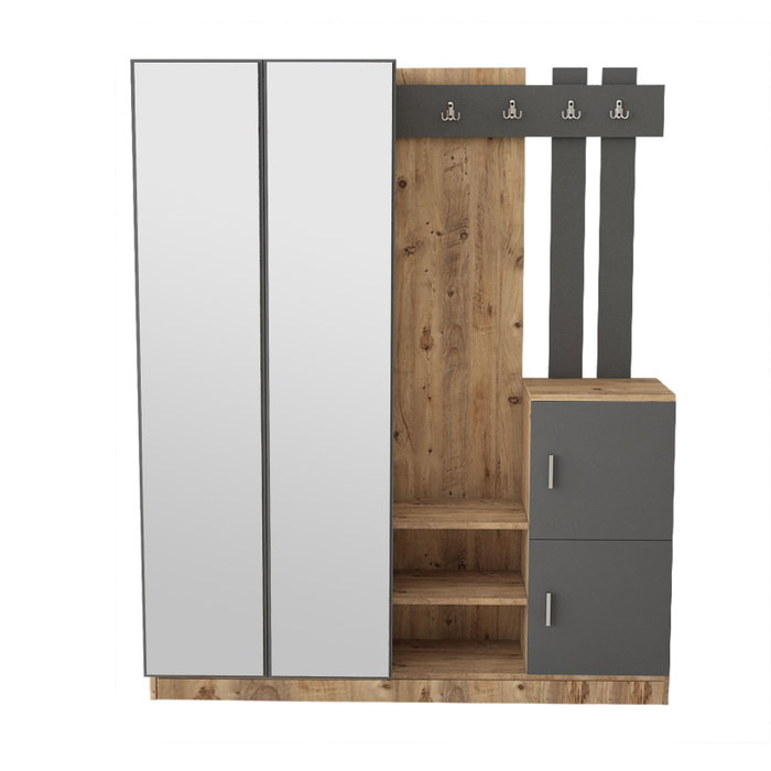 Hanah Home Recibidor Dd8-Aa, Mueble Entrada Moderno Color Sólido, Tablero Melaminado, 147.2x179.7x37.5cm, Pino Atlántico y Antracita Hanah Home Recibidor Dd8-Aa, Mueble Entrada Moderno Color Sólido, Tablero Melaminado, 147.2x179.7x37.5cm, Pino Atlántico y Antracita