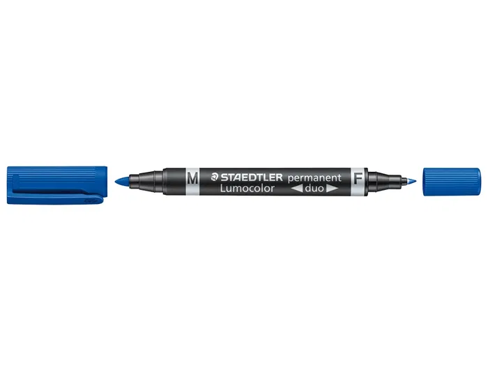Rotulador Staedtler Lumocolor Permanente Duo 348 Azul Punta Fina 0,6 mm Punta Gruesa 1,5 mm