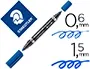 Rotulador Staedtler Lumocolor Permanente Duo 348 Azul Punta Fina 0,6 mm Punta Gruesa 1,5 mm